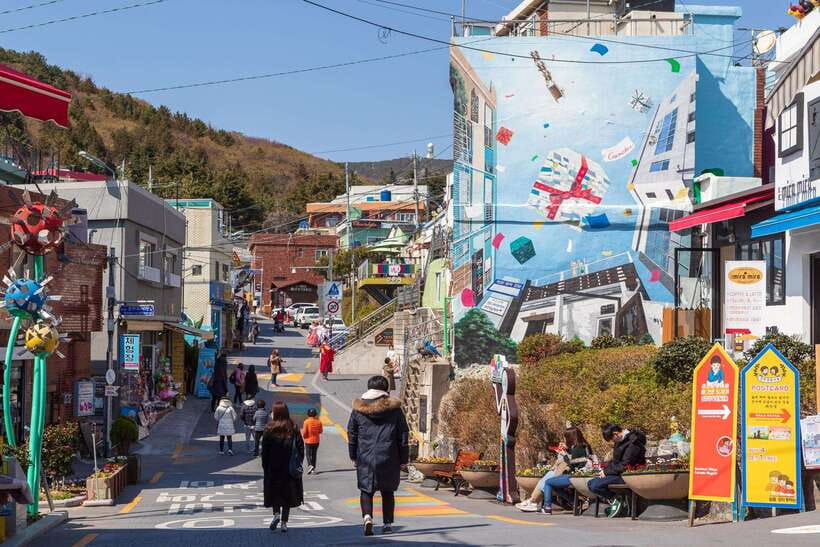 Busan: Coastal Treasures Beach Train, Culture Village & More - Songdo Skywalk and Cloud Trails, ocean views from above