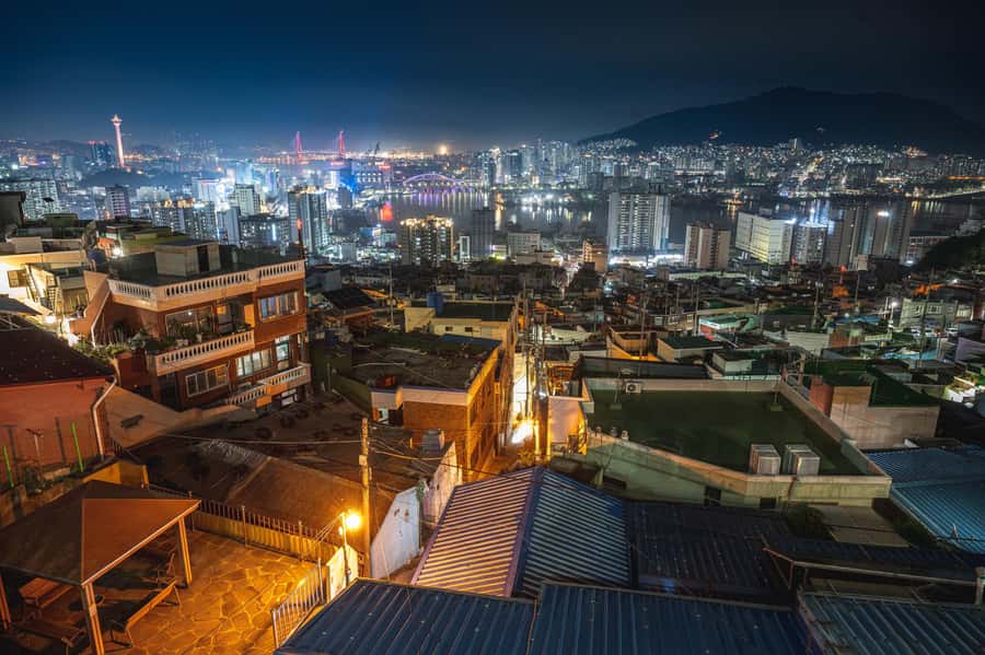 Busan: Sky Capsule+ Huinnyeoul+ Gamcheon+ Songdo+ Night View - Huinnyeoul Cultural Village: a cliffside village with sea right in front