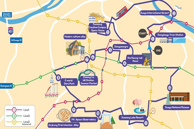 Daegu Hop on Hop off City Tour Bus Discount Ticket (내국인불가) - Getting the most out of the hop-on hop-off style